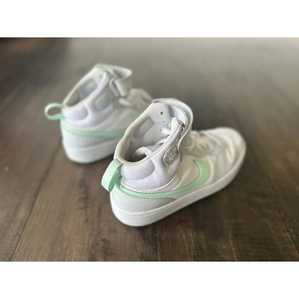 NIKE SIZE 6.5‎ YOUTH All Day Play High Top Sneakers White Mint Gray CD7782-011 - Picture 8 of 9
